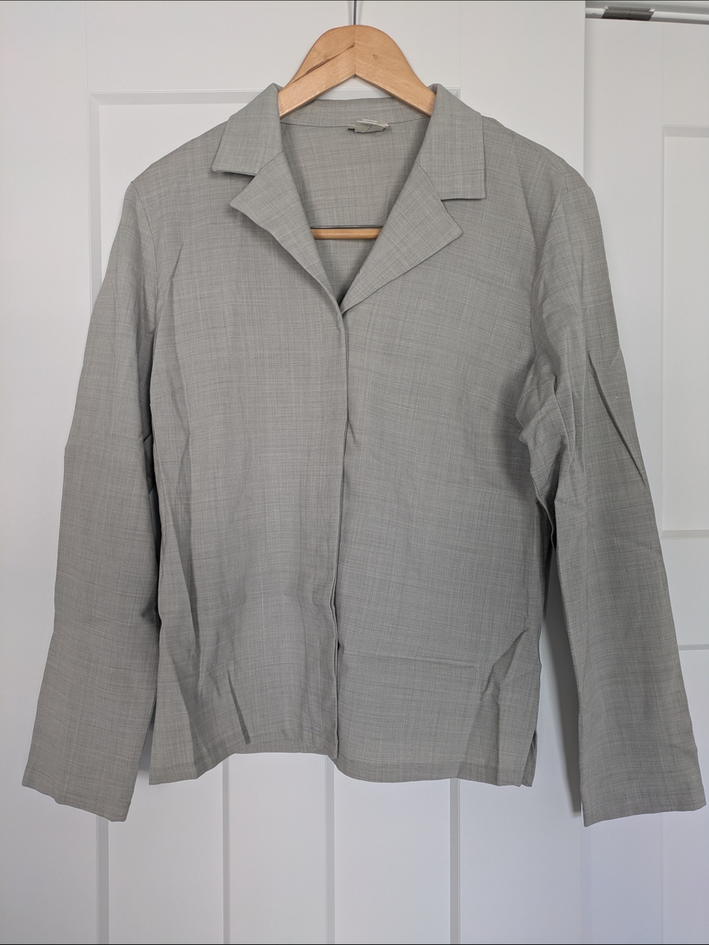 Neiman Marcus Light Gray Minimal Collar Jacket